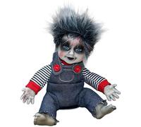 ZYHARUKO Figurine fantôme assise, automatique, activée par le bruit, visage lumineux et sons effrayants, décoration de fête, jouet animatronique, décoration de porche