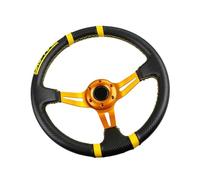 ZYHARUKO Global Car Steering 350 mm Deep Dish Structure avec bandes brodées Contrôle renforcé pour les passionnés de direction du monde entier