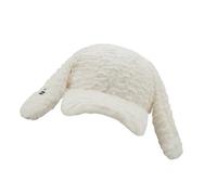 ZYHARUKO Jolie casquette de baseball en peluche douce avec oreilles de lapin amusantes chapeau d'hiver pour femme Coiffe tendance tout assorti Accessoire de fête, blanc, Taille unique
