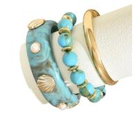 ZYHARUKO Lot de 3 breloques en résine et fer inspirées de la mer pour festivals de musique et tenues décontractées Motif vague, taille unique, Comme décrit