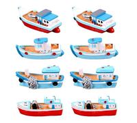 ZYHARUKO Lot de 8 figurines de bateau de pêche en résine faites à la main pour décoration de la maison et cadeau