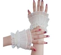 ZYHARUKO Manchettes plissées élégantes pour ongles, art, photographie, tissu doux et transparent, confortable, élastique, couvre-bras en tulle superposé, pour séance photo, beige, taille unique