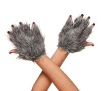 ZYHARUKO Moufles sans doigts en fourrure synthétique avec pattes de renard - Accessoires de costume d'Halloween et de cosplay - Gants de fourrure pour Halloween et cosplay