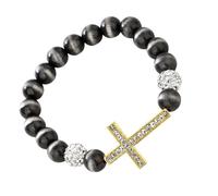 ZYHARUKO Pendentif religieux avec cordon élastique flexible avec détails en pierre texturée, convient pour les occasions décontractées ou formelles, perles religieuses, taille unique, Comme décrit