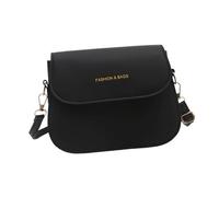 ZYHARUKO Petit sac à main à bandoulière carré avec rabat et sangle réglable en cuir synthétique de couleur unie pour le shopping décontracté, sac à bandoulière tendance, Noir , One Size