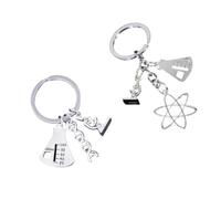 ZYHARUKO Porte-clés élégant avec flasque et microscope - Convient pour les étudiants, les enseignants et les chercheurs - Utilisation quotidienne décontractée - Porte-clés scientifique, a, taille