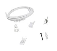 ZYHARUKO Rail de rideau lisse de 5 mètres avec clips à rouleaux pour mur/plafond pour espace de vie et lieux de travail