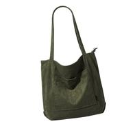 ZYHARUKO Sac à bandoulière tendance et pratique en velours côtelé pour femme, sac à main décontracté avec poignée sur le dessus, grand espace pour le quotidien essentiel du bureau, Vert, One Size