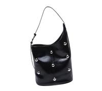 ZYHARUKO Sac à bandoulière tendance pour femme avec rivets et perles cloutées - Grand sac à main sous les bras pour un usage quotidien - Sac à bandoulière en cuir synthétique, Noir , One Size