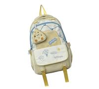 ZYHARUKO Sac à dos tendance en nylon de couleur contrastée de grande capacité pour l'école et les voyages, sac à dos pour ordinateur portable avec sac à main élégant, jaune, Add accessories