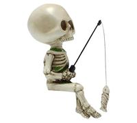 ZYHARUKO Squelette de pêcheur en résine longue durée - Décoration de jardin - Pièce maîtresse pour espaces extérieurs - Statue squelette de pêche en résine