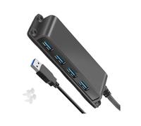 ZYHARUKO Support mural USB version Center 4 Harbors Rapid 5 Gbps Splitter Gluey Base 1 m Câble pour bureau Home Computer Organisation USB Version Center avec étiquette de conjuration