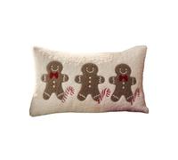 ZYHARUKO Taie d'oreiller brodée sur le thème de Noël en coton et lin avec fermeture éclair pour canapé, chambre à coucher, décoration de maison de vacances, housse de coussin en coton et lin