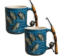 ZYHARUKO Tasse de pêche personnalisée Tasse à café de voyage créative avec poignée pour les amateurs de pêche Cadeau unisexe Tasse de voyage avec poignée