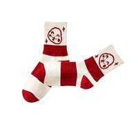 ZYHARUKO Zodiacs Snake Year Chaussettes en coton pour fêtes de festival chinois Motif dessin animé rayé Nouveau thème chinois, Rayures larges, taille unique