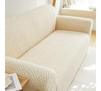 ZYHBBGXFC-XM Housse de canapé 1 2 3 4 5 Places en Velours épais de Luxe, Protection de Meubles, Couleur Unie, Housse de canapé Extensible for Fauteuil inclinable(Beige,2-Seat 145-185cm)