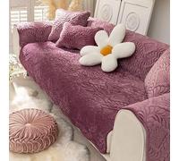 ZYHBBGXFC-XM Housse de canapé en Chenille de Luxe, antidérapante, Ajustement Universel for canapé 1/2/3/4 Places et en L, Protection de Meubles Durable, Motif à Chevrons(Purple,110 * 210cm/43 * 83in)