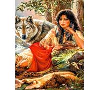 ZYHDK 1000 Pièces ,Jouets Éducatifs pour Adultes Puzzle ,Nativess India and Wolfss Painting ,Puzzle Artistique ,Jeux De Mémoire pour Adultes Xd419Yk