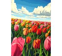 ZYHDK 1500 Pièces ,Affiche ,Difficult Puzzle ,Gifts ,Coloré ,Tulipss Art Flower Oil Painting ,Jeu De Mémoire Et De Cognition pour Les Personnes Âgées,Xz162Wp