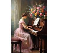 ZYHDK 1500 Pièces - Affiche - Puzzle Difficile - Gifts - Girlss Playing The Pianos Elegants Art Oil Painting - Décoration D'Intérieur - Jeux De Réduction du Stress en Famille,Rh224Mo