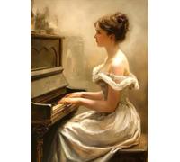 ZYHDK 1500 Pièces - Affiche - Puzzle Difficile - Gifts - Girlss Playing The Pianos Elegants Art Oil Painting - Décoration D'Intérieur - Jeux De Réduction du Stress en Famille,Rh226Mo