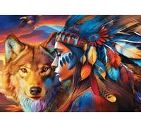 ZYHDK Puzzle 1500 Pièces ，Affiche ，Difficult Puzzle ，Gifts ，Coloré ，Aboriginal and Wolfss Abstract Painting ，Jeux De Réduction du Stress en Famille ，Décoration Murale - Zy290Zk