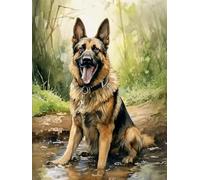 ZYHDK Puzzle 1500 Pièces, Art Puzzle, German Shepherds Oil Painting, Jouets Personnalisés pour Adultes, Jouet Personnalisé Amusant Gifts, Dh350Sz