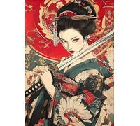 ZYHDK Puzzle 1500 Pièces ,Irregular Puzzle ,Affiche ,Gifts ,Japanese Woman Warriorss Abstract Painting ,pour Jeux De Réduction du Stress en Famille ,Décoration Murale, Wx125Zk