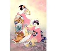 ZYHDK Puzzle De 1500 Pièces - Photos - Puzzle Coloré - Japanese Woman in Kimonos Vintage Oil Painting - Affiches De Jouets Amusants pour Adultes en Famille - Décoration D'Intérieur,Rh214Mo