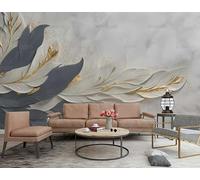 ZYHFDC Papier Peint Panoramique Jazz Blanc Abstrait Plume D’or Tableaux Muraux Tapisserie Photo Décoration Murale Salon Chambre 150CM(L)*105CM(H)