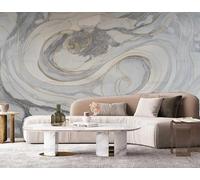 ZYHFDC Papier Peint Panoramique Marbre abstrait blanc jazz Tableaux Muraux Tapisserie Photo Décoration Murale Salon Chambre 300CM(L)*210CM(H)