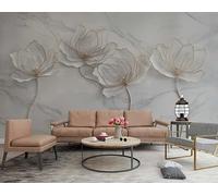 ZYHFDC Papier Peint Panoramique Motif d’art floral blanc jazz Tableaux Muraux Tapisserie Photo Décoration Murale Salon Chambre 400CM(L)*280CM(H)