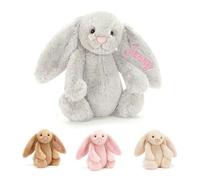 ZYHJJ Peluche Lapin Personnalisée avec nom,Peluche Lapin Mignon Doux, Doudou Enfant Mignon,Cadeau Doudou pour Bébés et Enfants