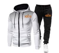 ZYHJZ Ensemble de survêtement pour homme pour Warcraft World, haut à capuche entièrement zippé, bas à cordon de serrage, jogging, ensembles 2 pièces, manches longues, survêtements de sport,White-3XL