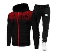 ZYHJZ Ensemble de survêtement pour hommes 2 pièces pour Pioneer DJ, veste à capuche entièrement zippée et pantalon de jogging, combinaisons de sport, survêtements à manches longues,Black-XL