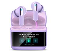 ZYHKON Écouteurs sans Fil avec écran Tactile Intelligent, étanchéité IP7, Bluetooth 5.4 avec Micro, Violet Clair