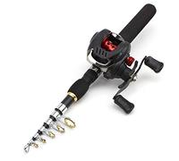 ZYHWY Canne De Pêche De 165 Cm Avec Goutte D'eau Combinaison De Moulinet De Pêche, Ultra-courte 36 Cm Télescopique Portable Canne De Pêche Rouges De Pêche, Tige De Bateau De Pêche À La Truite Pour Les