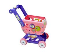 ZYIHNIRB Chariot de Courses Jouet Caddie D'Épicerie Poussette de Marché Chariot de Magasin Éducatif et Facile à Pousser Adapté pour Les Cadeaux de Fête Des Fil, Rose avec Boîte de Couleur