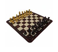 ZYIHNIRB Jeu d'Échecs Pièces Plateau Portable Caoutchouc Flexible Ensemble Éducatif pour Réflexion Stratégique et Initiation Adapté Pique-Nique École Fête, Effet Bois
