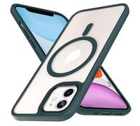 ZYIMOU Coque pour iPhone 11 Magnétique, Compatible avec MagSafe, Hybrid Housse pour iPhone 11 Étui Protection Militaire Dos Transparent Anti Rayures Antichoc Case, Vert
