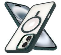 ZYIMOU Coque pour iPhone 16 Magnétique, Compatible avec MagSafe, Hybrid Housse pour iPhone 16 Étui Protection Militaire Dos Transparent Anti Rayures Antichoc Case, Vert
