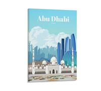 ZYINBANN Poster vintage de voyage à Abu Dhabi sur toile - Décoration murale moderne - Cadre - 30 x 45 cm