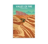 ZYINBANN Poster vintage de voyage Valley of Fire State Park - Impression sur toile - Décoration murale moderne - Sans cadre - 20 x 30 cm
