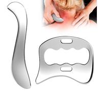 Zyiphor 2 en 1 Gua Sha en Acier Inoxydable Grattage Musculaire Grattoir Outil de Massage Guasha pour Détendre les Muscles, Elimination de Fatigue pour la Thérapie Physique des Tissus Mous Utilisés