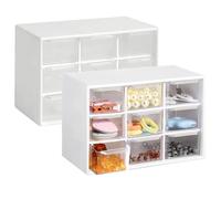 Zyiphor 2 Pièces Boite Rangement Tiroir Mini Boîte de Rangement à Tiroirs Petits Tiroirs de Rangements à 9 Tiroir Casier Rangements Tiroir Plastique pour Bijoux, Maquillage, Perles