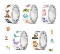 Zyiphor 2500 Pièces Autocollant Animaux en Rouleau Gommettes Animaux Adhésif Stickers Enfant Forme Animal Pour Prix D'enseignant, Écoles, Salle de t Activités Domestiques (2,5cm)