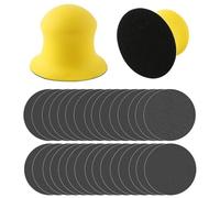 Zyiphor 2pcs Bloc de Ponçage Manuel 5" pour Béton, Jesmonite & Terrazzo, Cale à Poncer Humide/Sèche avec Papier Abrasif 100/400/1000 Grit, Compatible Ponceuse à Crochet & Meulage, Polissage Artisanal