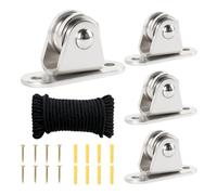 Zyiphor 4 Pièces Poulie de Levage Mouflage 61x21mm Poulie Rotative Roulette à Rainure en U Poulie de Renvoi, Poulies Cable pour Treuil Roue Gorge pour Rail Roulette Portail, avec Cordes 10m x 6mm