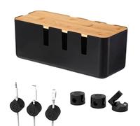 Zyiphor Boite Rangement Cable+6 Pcs Magnetique Clips Câble, Boite Cache Cable Multiprise pour Organiser et Cacher Les Câbles pour Le Bureau, La Maison (Noir)