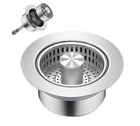 Zyiphor Bouchon Evier Cuisine Inoxydable 304, Bouchon d'Évier de Cuisine 3 en 1 avec Filtre Evier Cuisine Anti-Colmatage, Bonde Évier Cuisine Installation Facile pour Trou d'Évier de 70mm